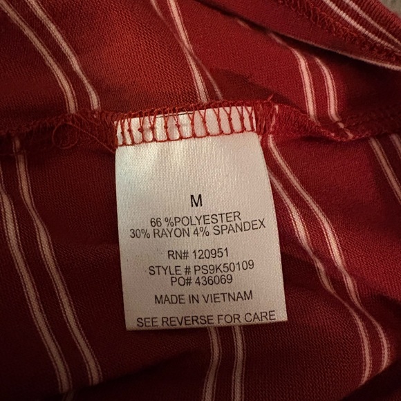 Pink Rose Striped Midi Dress - Red and White - Picture 4 of 4